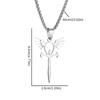 Stainless Steel Glossy Ankh Angel Wings Sword Pendant Necklace for Men Medieval Classic Mythical Amulet Jewelry Gift