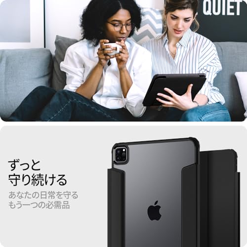 Spigen Hülle für iPad Pro 11 Zoll (2022/2021) 4./3. Generation, transparente Rückseite, kompatibel mit Apple Pencil, militärisch zertifiziert, schlanker Ständer, stoßfest, kratzfest