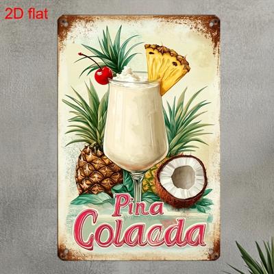 1 szt. 20x30 cm Metalowy Znak Vintage Tropikalna Pina Colada - Retro Łatwy w Montażu Dekoracja Ścienna, Trwały Dekor do Domowego Baru Kawiarni