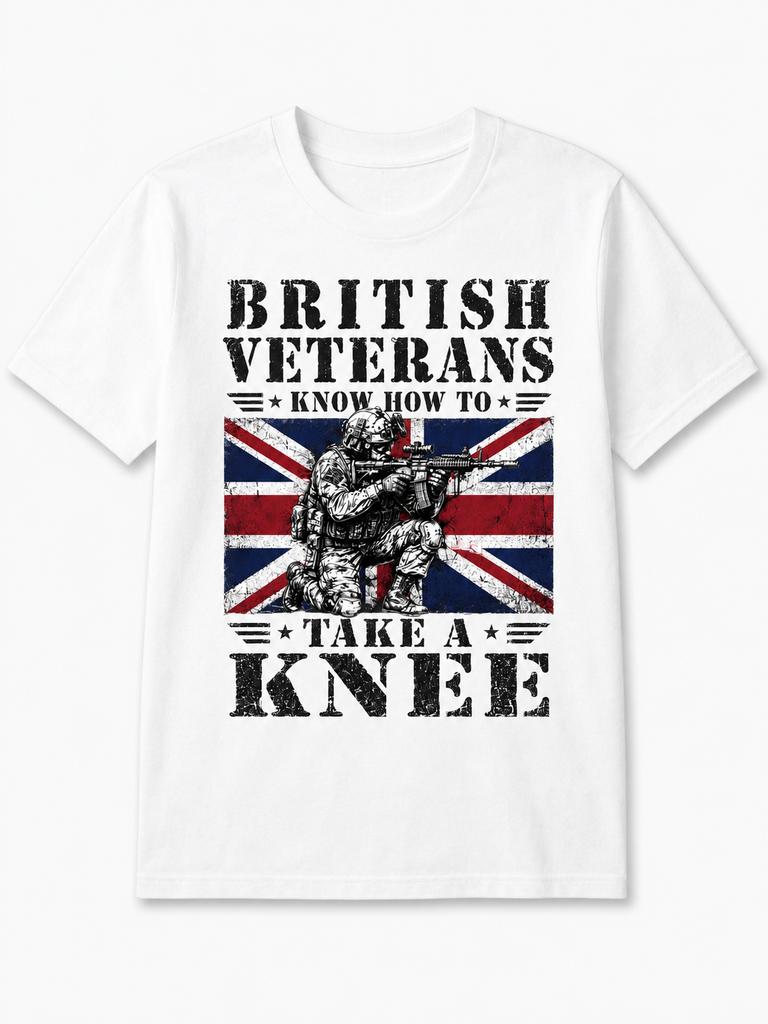 Unisexs Tshirt British Veterans Know How To Take A Knee Tshirt Union Jack Soldier Graphic Proud Uk Military Veteran Tribute