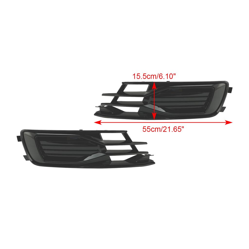 2PCS Front Bumper Foglight Cover Grill Grille Fit A6 C7 2014-2018 Black