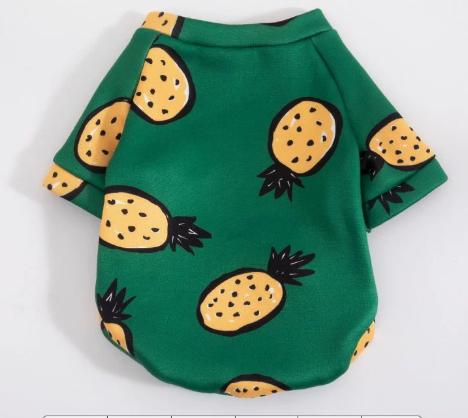 Pineapple Print Pet Sweater, Fall Winter Dog Clothing, Size S One Size