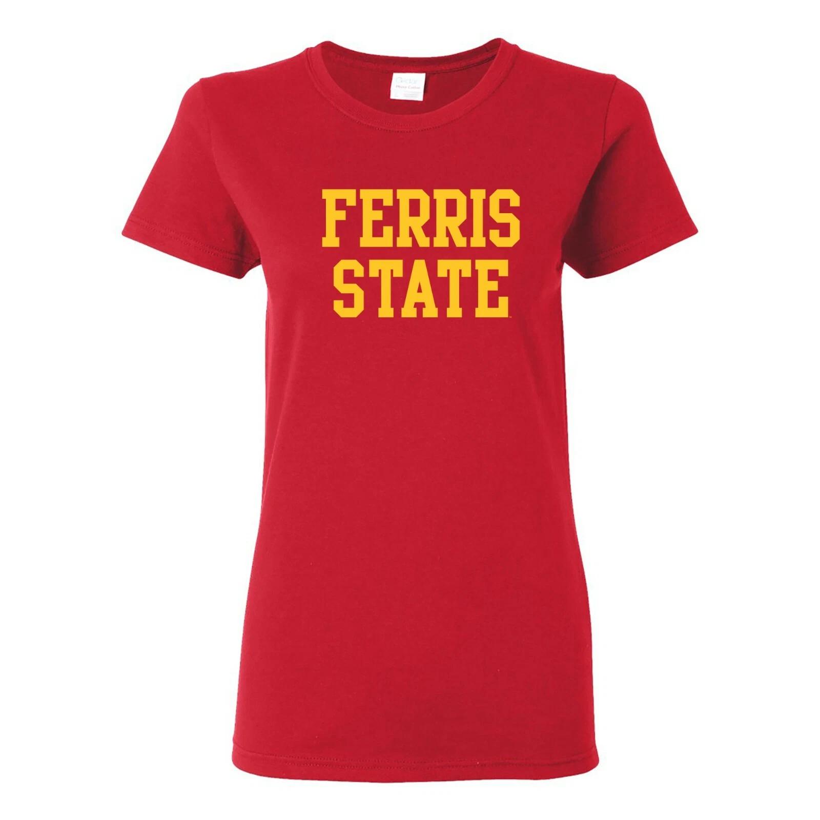Ferris State University Bulldogs Basic Block Ladies Tee - Red L
