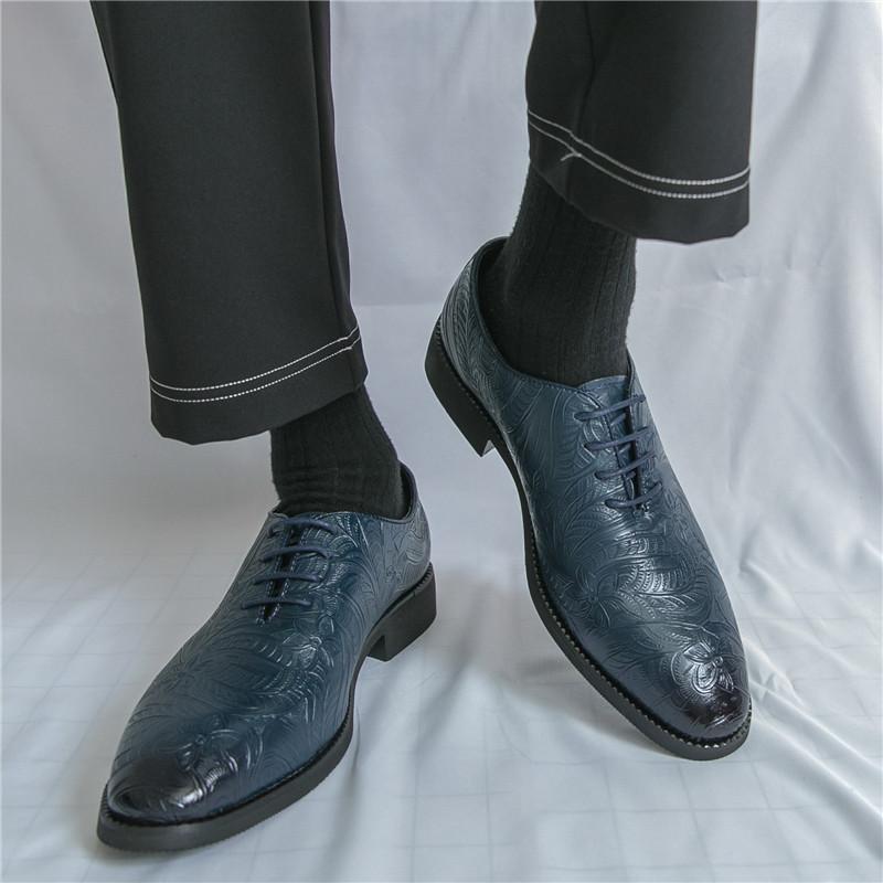 Fashion British Designer New Men's Blue  Lace Up Business Formal Oxford  Shoes Male Luxury Formal Wedding Prom Dress Homecoming Footwear