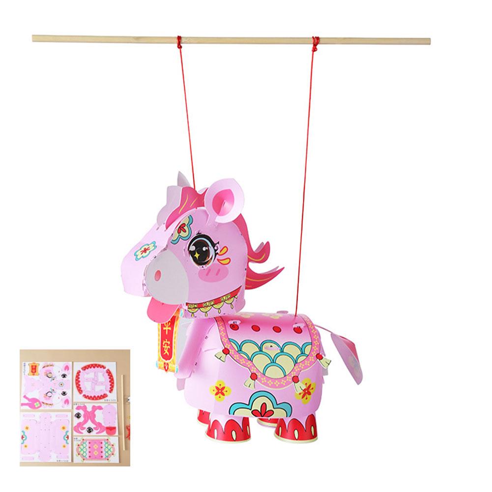 PVC Horse Year Decorative Lantern Cartoon Pony Chinese Style 2026 New Year Lantern Hanfu Accessories Lantern Photo Props