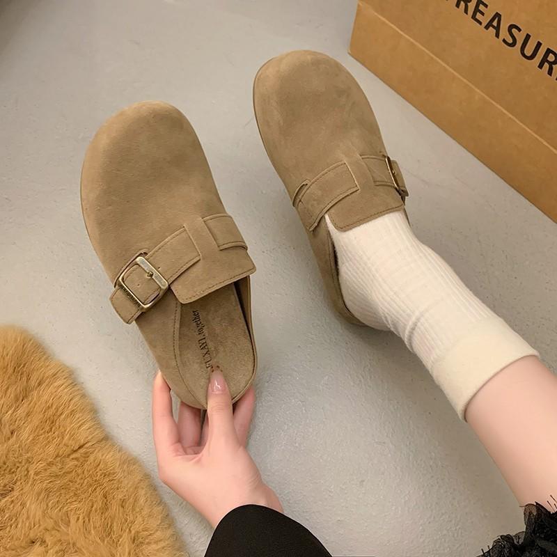 Thick-soled Heightening Birkenstocks, Ugly and Cute, One-pedal Bag Head and Half Slippers, Women's Outer Wear 2025 New Autumn Birkenstocks