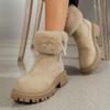 Autumn Winter Short Tube Suede Snow Martin Boots for Women Cross-Border Large Size Zipper Fur Plush Thick Cotton Boots Shoes 36-42