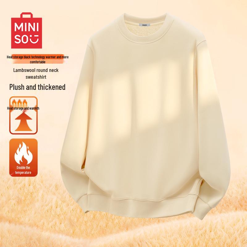 

MINISO Мужской свитшот с круглым вырезом на флисовой подкладке в американском стиле 3XL