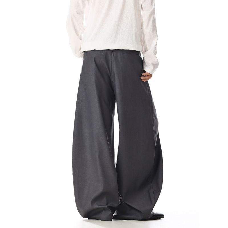 American Vintage Gray Casual Pants Men and Women Design Sense Niche Loose Slimming Commuter Straight Wide Leg Machete Suit Trousers