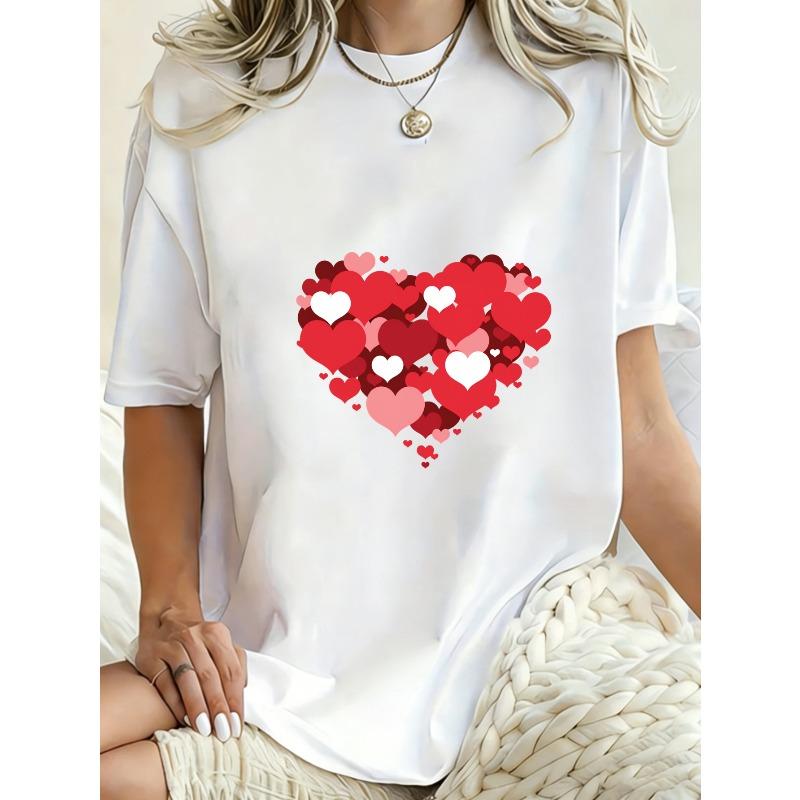 Oversized T Shirt Dress Black Heart Pattern Print Casual Everyday Wear