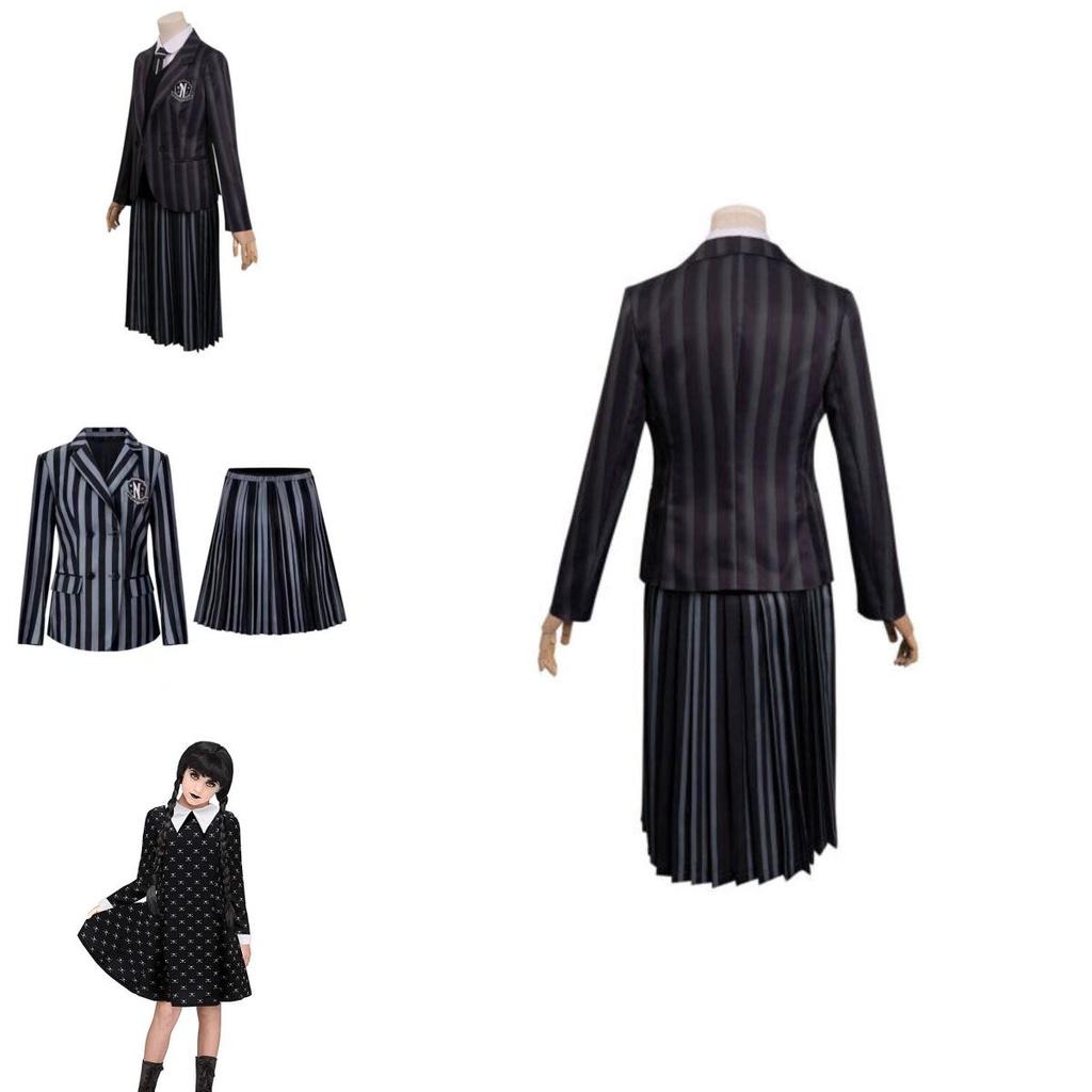 Wednesday Addams School Uniform Girls Kids Dress Cosplay Halloween Xmas Party