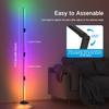 Smart LED Corner Floor Lamp Dimmable RGBICWW Remote Control Voice Music Sync Timer for Bluetooth DIY Foldable Standing Light