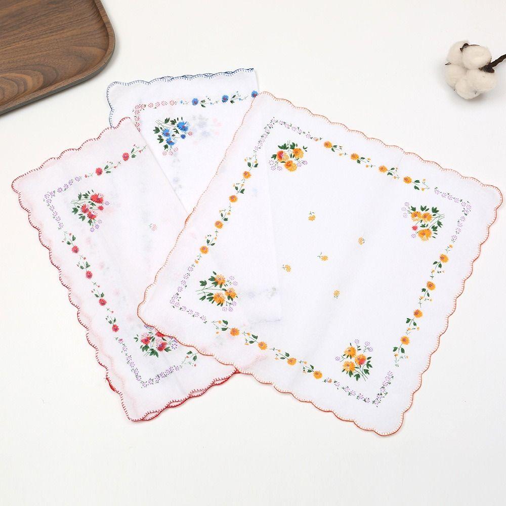 28cm Size Cotton Handkerchiefs 12 Pack Pure Cotton Tooth Edge Handkerchiefs Printed Design Tooth Edge Trim