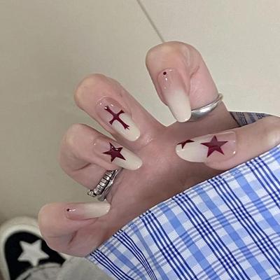 Ongles Press-On Étoilés Dégradés Doux - Cool, Épicés et Chics pour l'Automne/Hiver