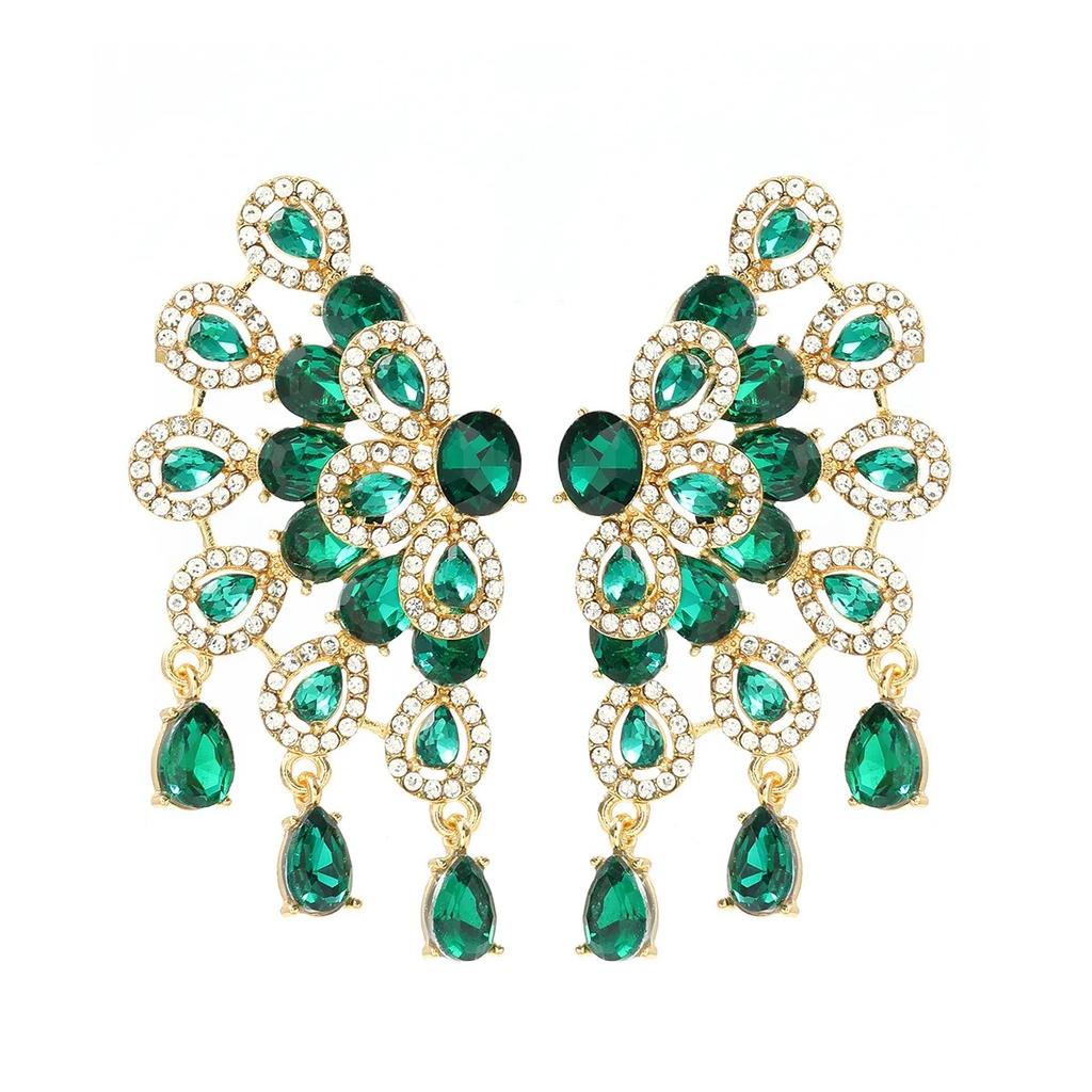 Fashionable and Exaggerated  Earrings Female Earrings With a Sense of Design Peacock Screen Opening Bride Luxury Jewelry