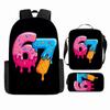 Luxury Popular Cool Novelty 67 six seven 3D Print 3pcs/Set pupil School Bags Laptop Daypack Backpack Lunch bag Pencil Case