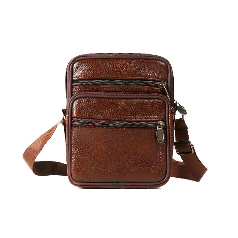 Genuine Leather Men's Vertical Crossbody Phone Waist Bag with Belt Loop (8-Inch)