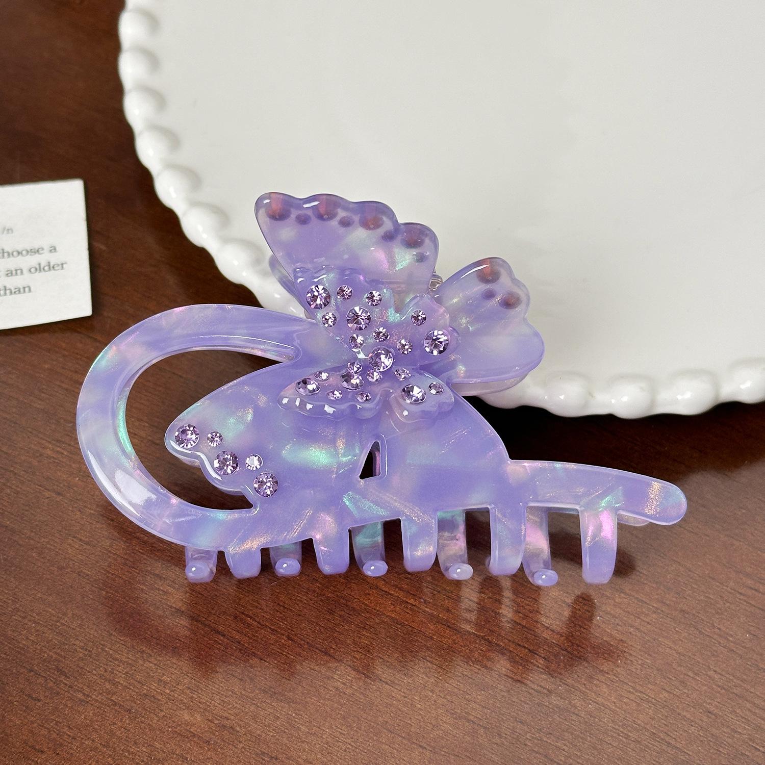 

Высококачественная заколка-бабочка для волос с деталями из стразов для изысканной укладки Purple