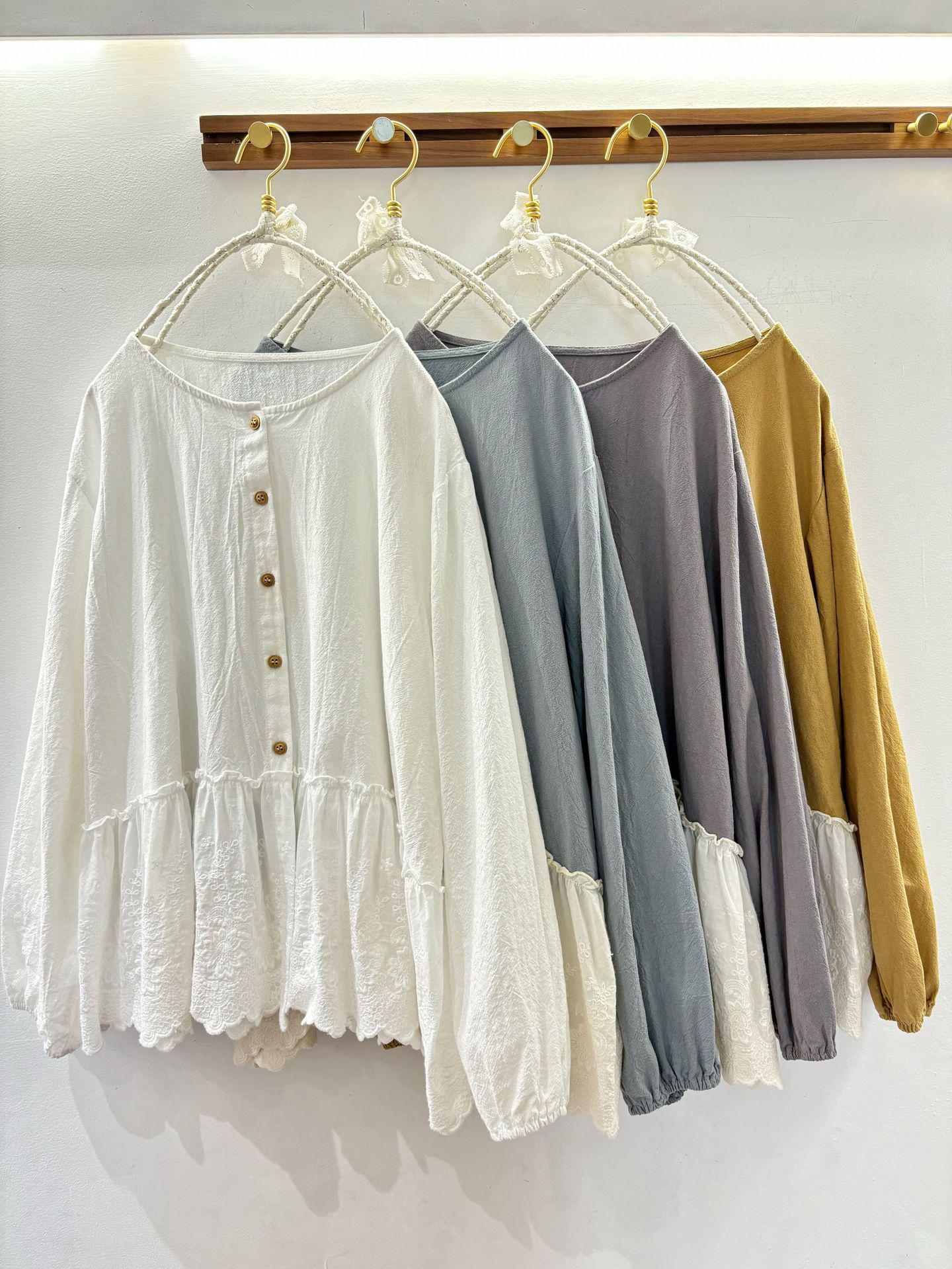 

Spring 2026 Women s Pure Cotton Lace Cardigan: Loose, Versatile, Japanese-Inspired Top One Size світло-синій колір