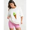 Oversized T-Shirt Black Ice Cream Cone Print Casual Summer Wear