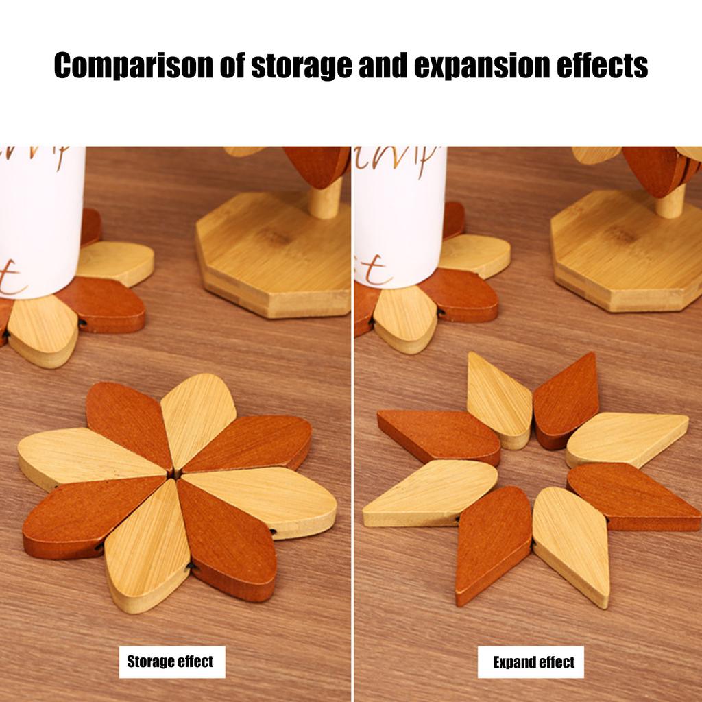 Wooden Countertop Protectors for Hot Pots Dishes Use Heat Resistant Kitchen Trivet with Base Dining Table Accessories