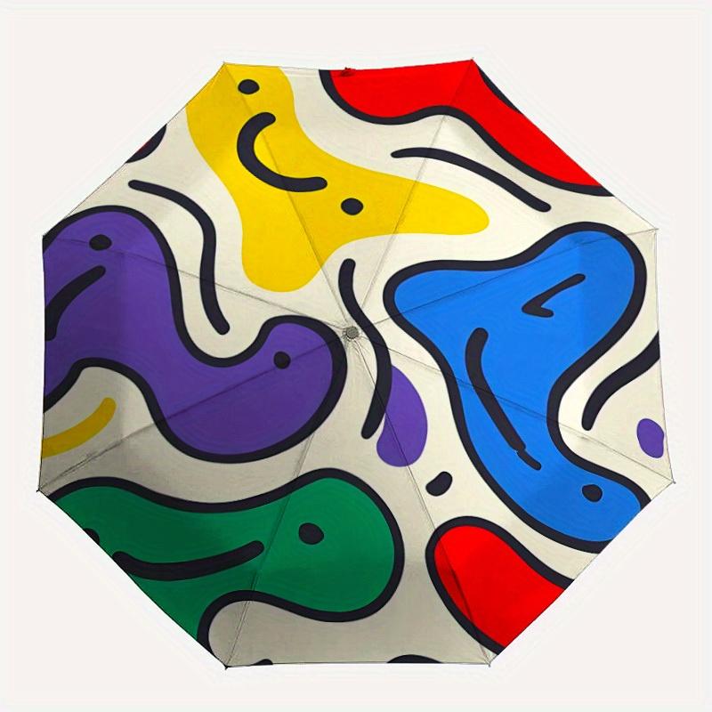 1pc Abstract Shapes Automatic Open/Close Umbrella with One Touch Button,, Windproof Design   Lightweight Portable Umbrella for Women & Men6043