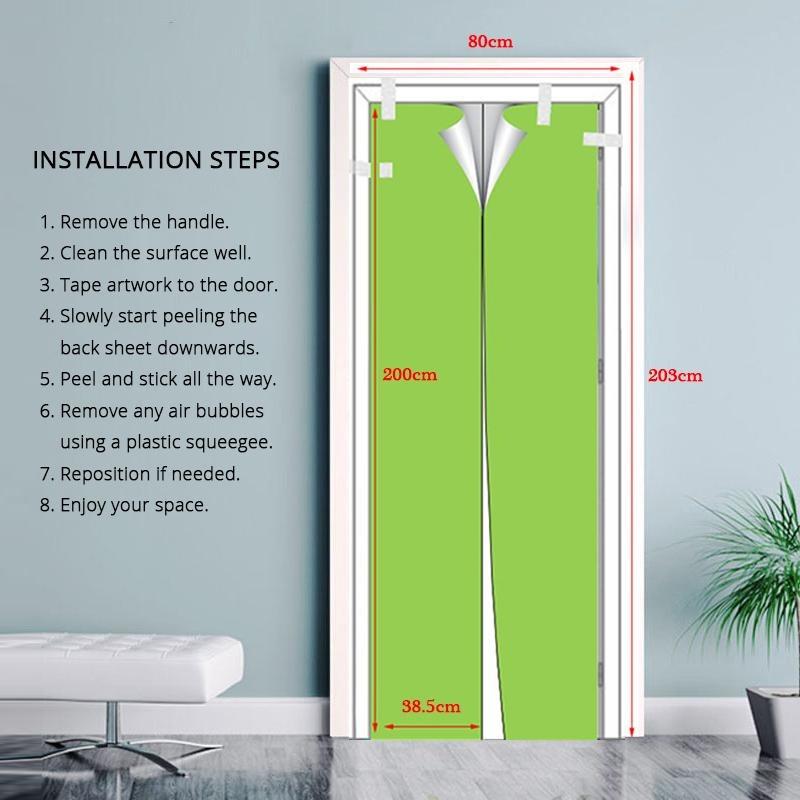 1 Set/2 Pcs 3D Door Sticker, Tear Off Detachable Waterproof Door Wallpaper Decor Black Red Marble Sticker Art Decor