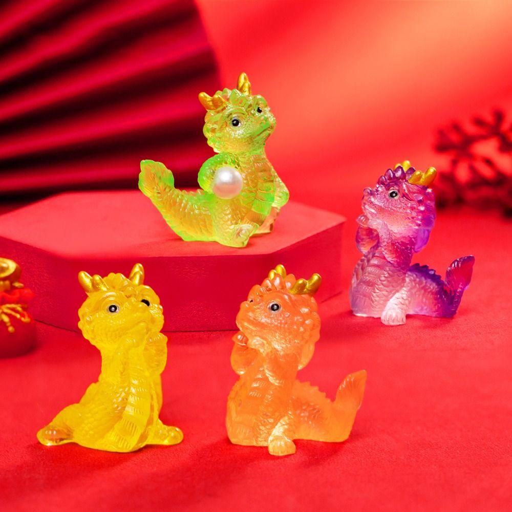 Cartoon Transparent Resin Dragon Ornaments Small Auspicious Dragons Dragon Figurine  Home