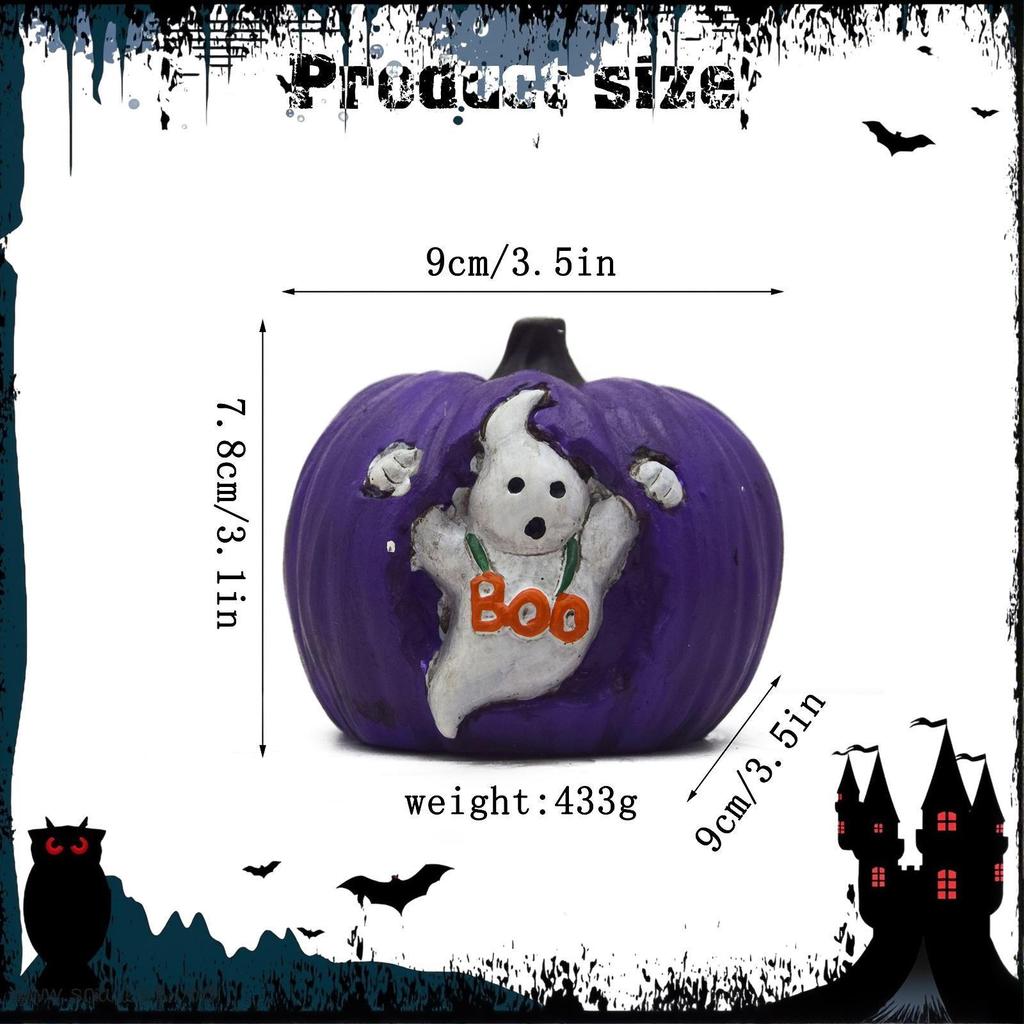 Halloween Pumpkin Statue Decorative Figurine Decoration Art Crafts Desktop Ornament for