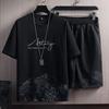 Completo Atletico Estivo Uomo Stile Coreano Vestibilità Studente T-shirt a Maniche Corte Larga + Pantaloni Corti Set Due Pezzi