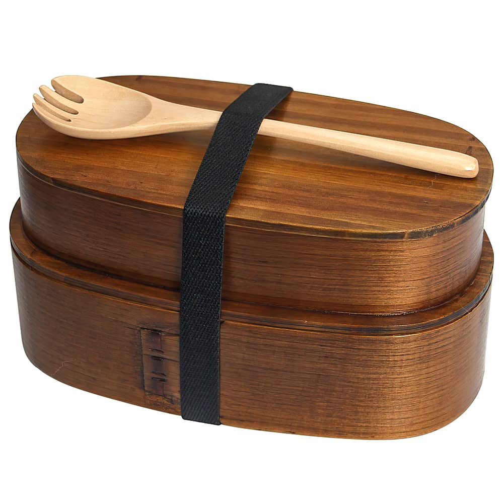 YFWOOD Magewappa Bento with Convenient Nested Bento Made of Natural Cedar Wood with Genuine Lacquer Moisturizing Side Large Perfect for or Any Box,