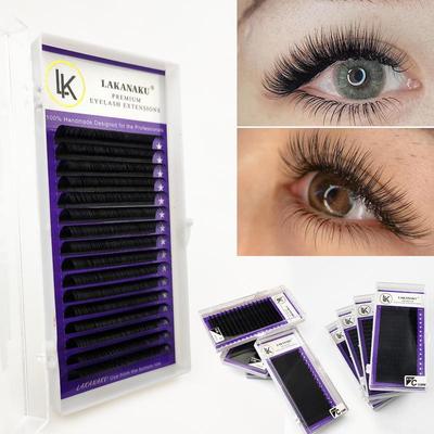 Vlastní logo Individuální prodloužení řas False Silk Lashes Ruské řasy s klasickým make-upem