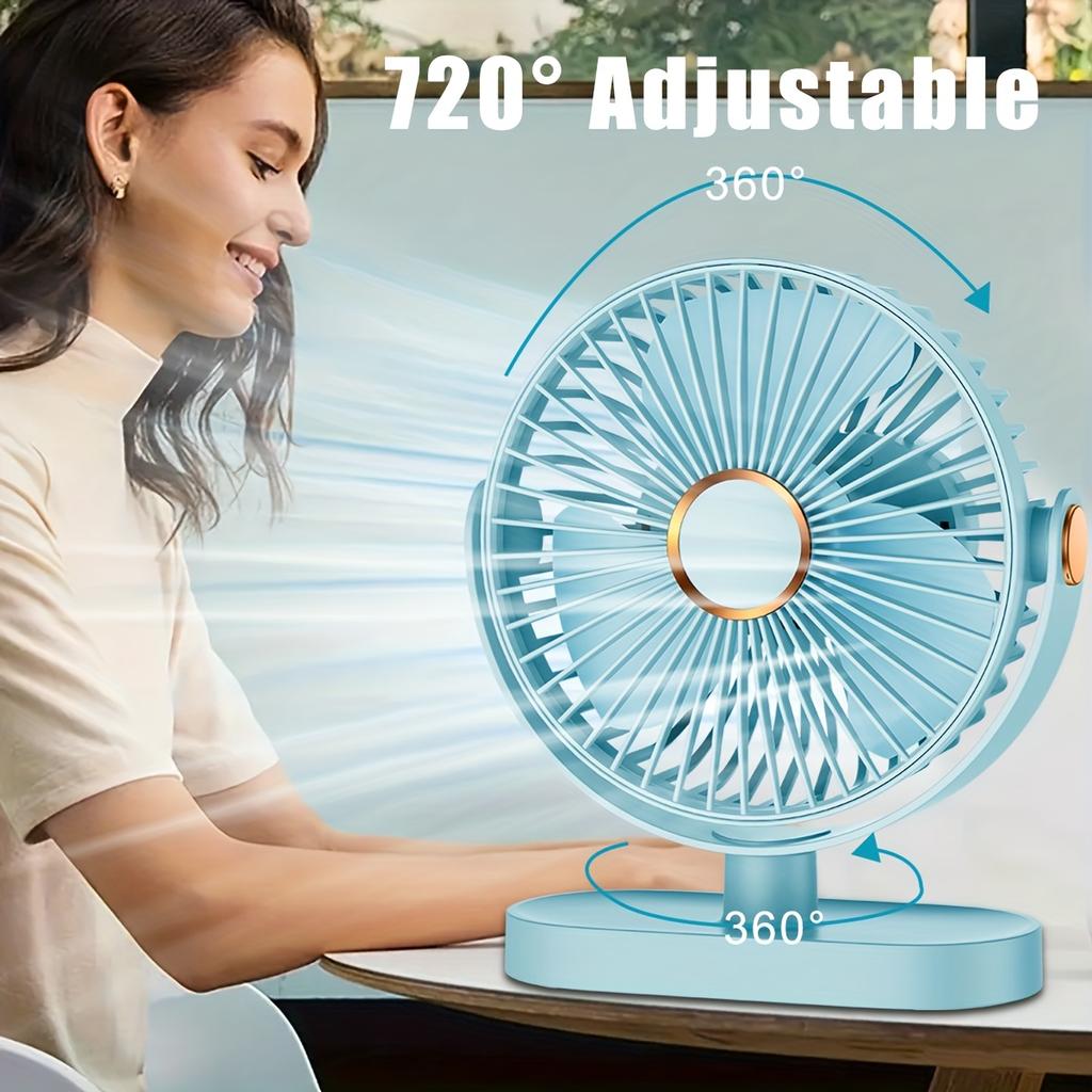 Reiseventilator 720° faltbar USB tragbar verstellbar klein 5-stufiger Tischventilator, unverzichtbar für Kreuzfahrten, Zuhause, Schlafzimmer und Büro-Schreibtische