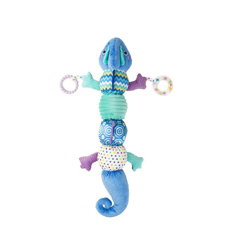 

Мягкая игрушка-линейка «Хамелеон» для новорожденных, способствующая сенсорному развитию и помогающая при прорезывании зубов. синий