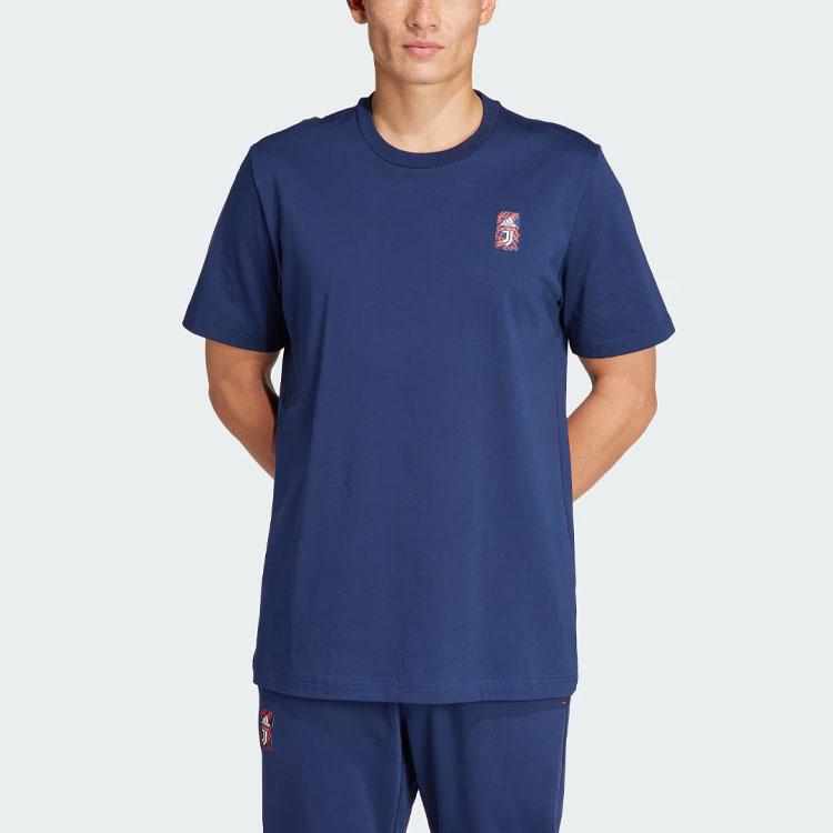 Adidas T Shirts Men's Dark Blue Crew Neck Moderate Straight Fit IM9868