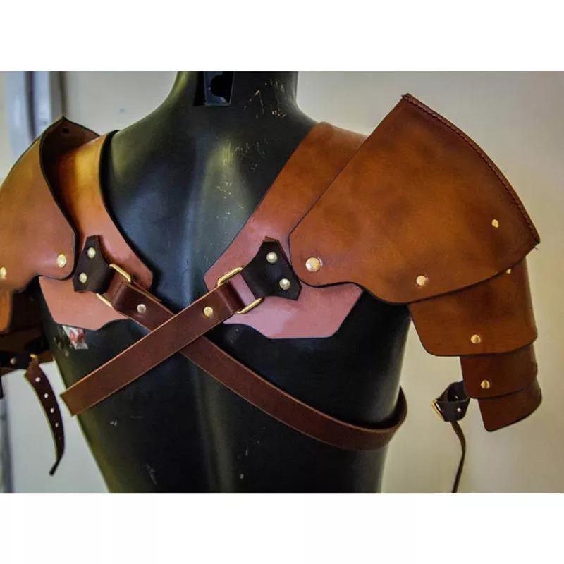Vintage Viking Knight Ramenní zbroj Středověké severské Cosplay Náležité díly Kostýmové rekvizity