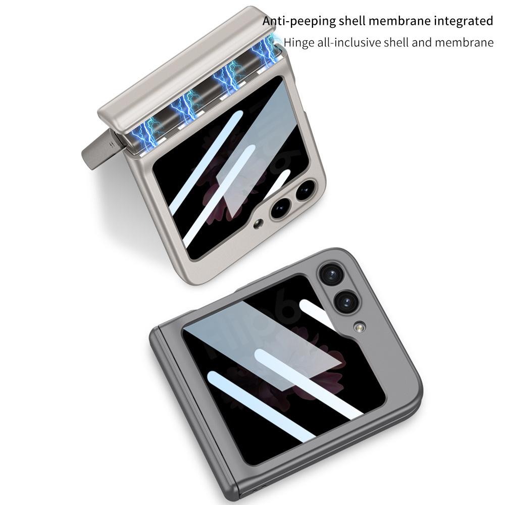 Applicable to Samsung Z flip1 mobile phone case magnetic hinge case film integrated anti-privacy glass flip1 anti-drop protective case