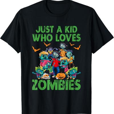 Just A Kid Who Loves Zombies Halloween Zombie Enthusiast T-Shirt