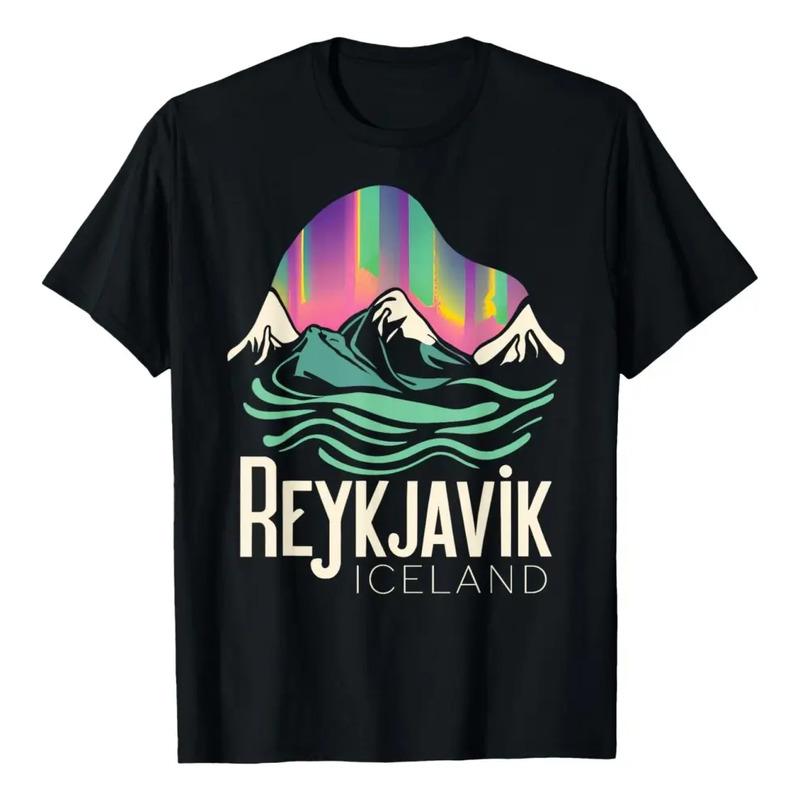 Camiseta Reikiavik, Islandia, Retro, Para Ver La Aurora Bore S