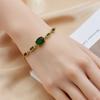 Gold Plated Adjustable Bracelet with Oval and Baguette Cut Green Stones Fashion Jewelry for Women