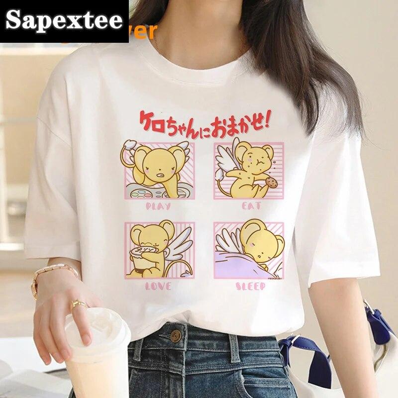 Card Captor Sakura Magic Girl Kleidung Kleidung feUnisex Casual 2024 weißes T-Shirt Vintage T-Shirt Top Tees Vintage weißes T-Shirt