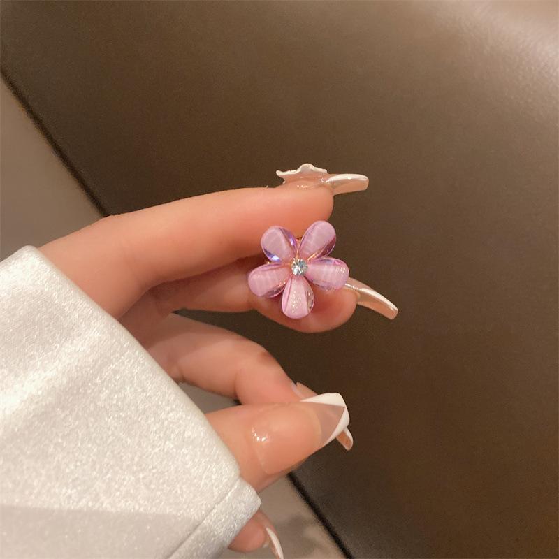 10PCS Crystal Hair Accessory with Fresh Small Grip Clip Side Clip Headwear with Broken Hair Hairpins Camellia Alloy Hair Clip