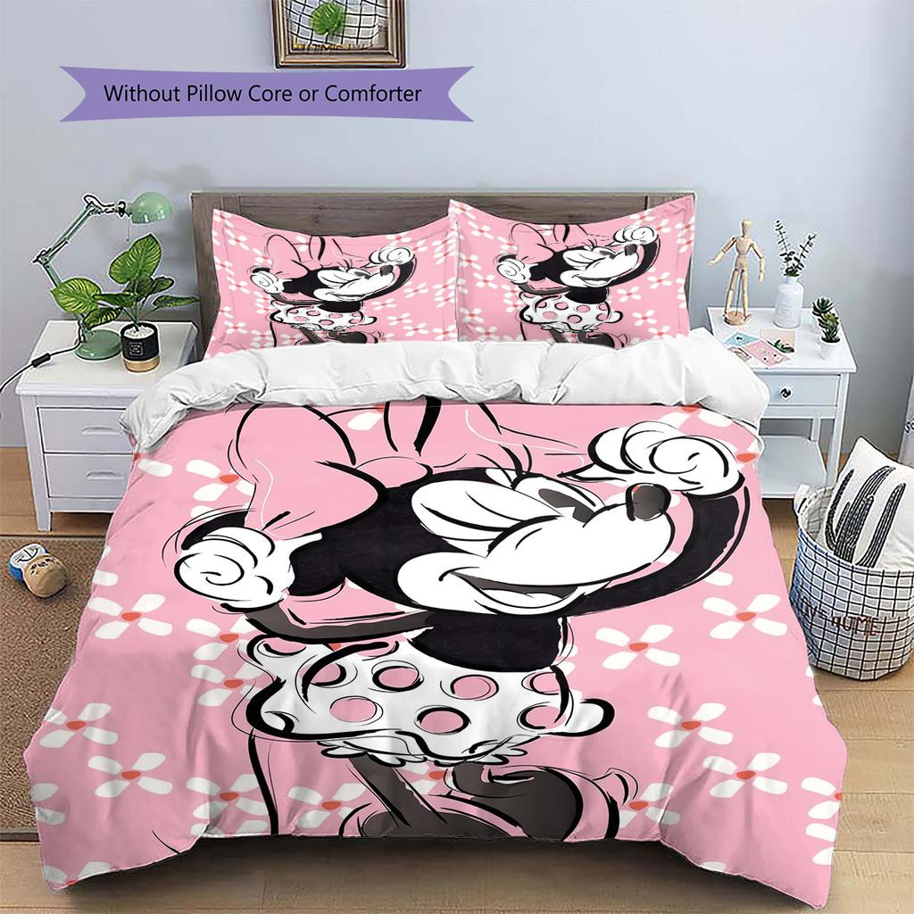 Retro Ink-wash Style Minnie Mouse Themed Print Bedding Set Warm and Comfortable The Perfect Choice for Decorating Child Bedroom