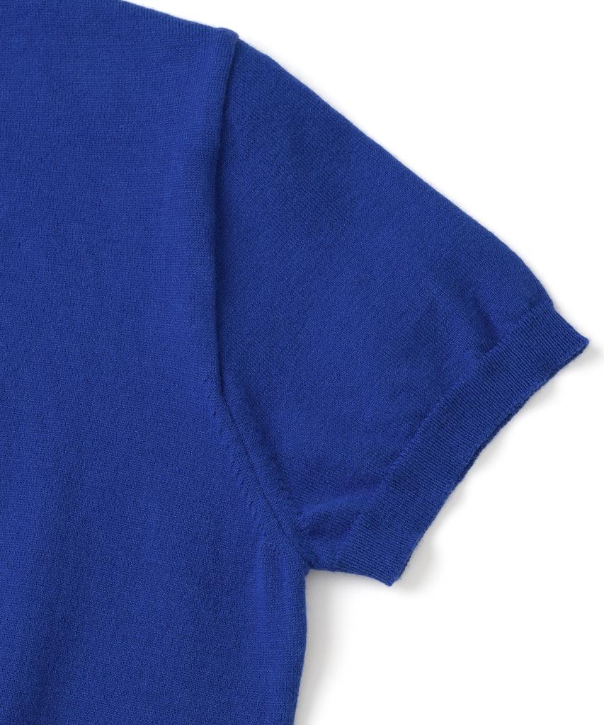 KNITTED (W) Basic Essential Washable Round Short Sleeve Knit Cobalt Blue