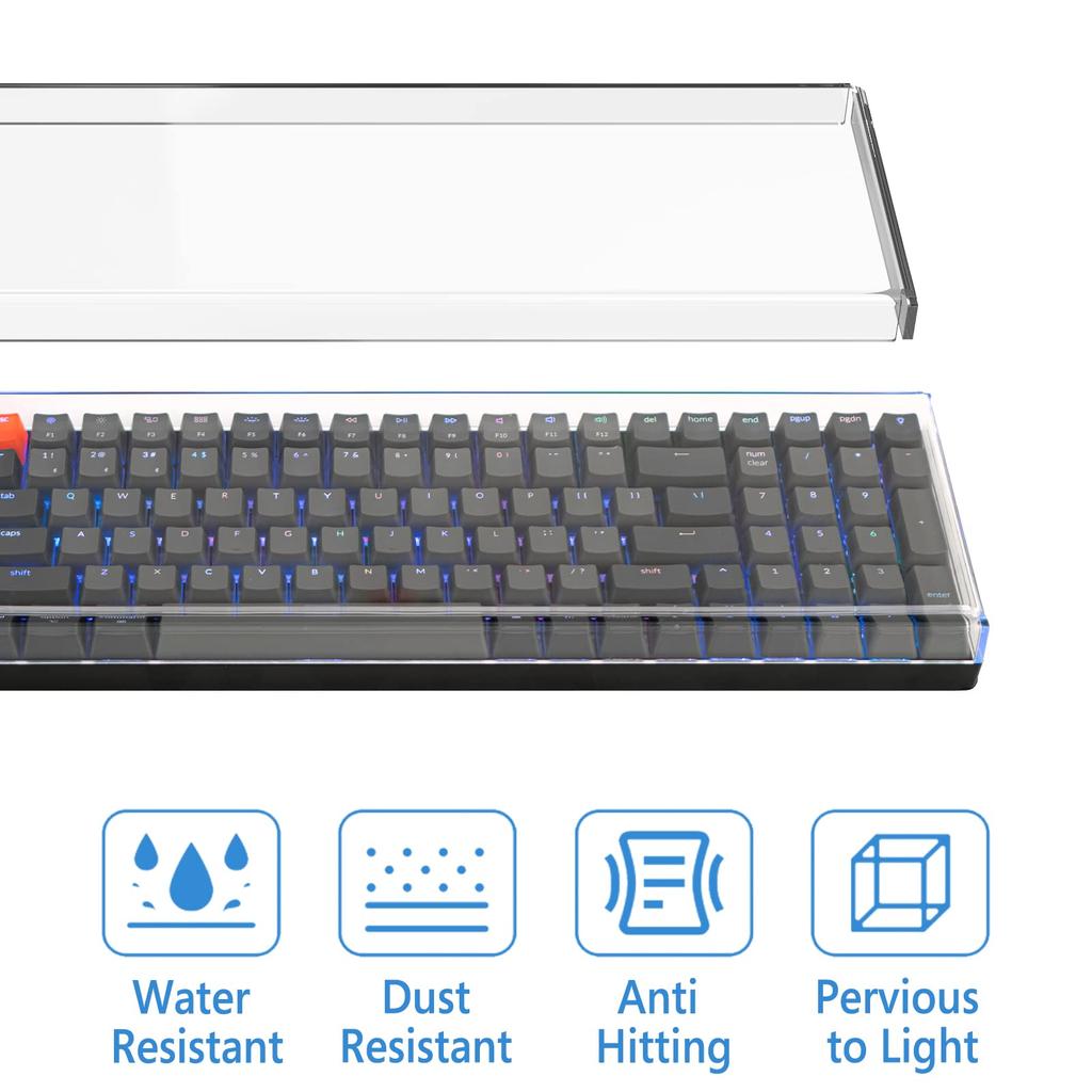 Geekria Keyboard Dust Cover, Clear Acrylic Keypad Cover for Keychron K4, RK Royal KLUDGE RK100, Nuphy Air96 V2, and LOFREE Flow Low-Profile