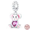 Fit Charms Fororiginal Bracelets Animal Series Flower Rabbit Holding Heart 100%Copper Jewelry Making For Women Gift