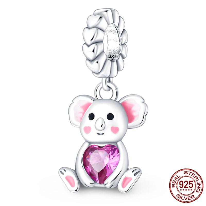 Fit Charms Fororiginal Bracelets Animal Series Flower Rabbit Holding Heart 100%Copper Jewelry Making For Women Gift