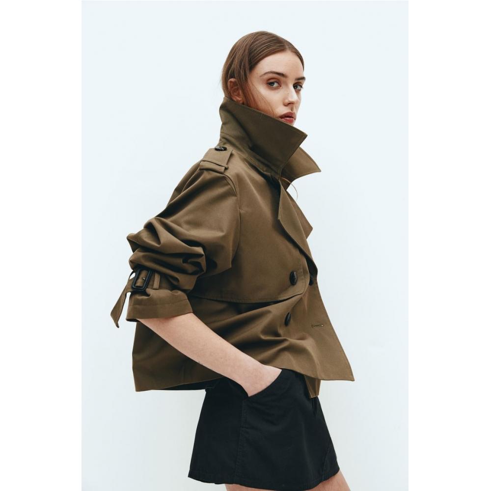 

Куртка-тренч HM темно-зеленого цвета хаки