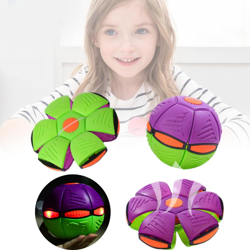 Ball Flying Saucer Deformation Frisbee Bouncing Music Lights Kid Toy Outdoor Pet