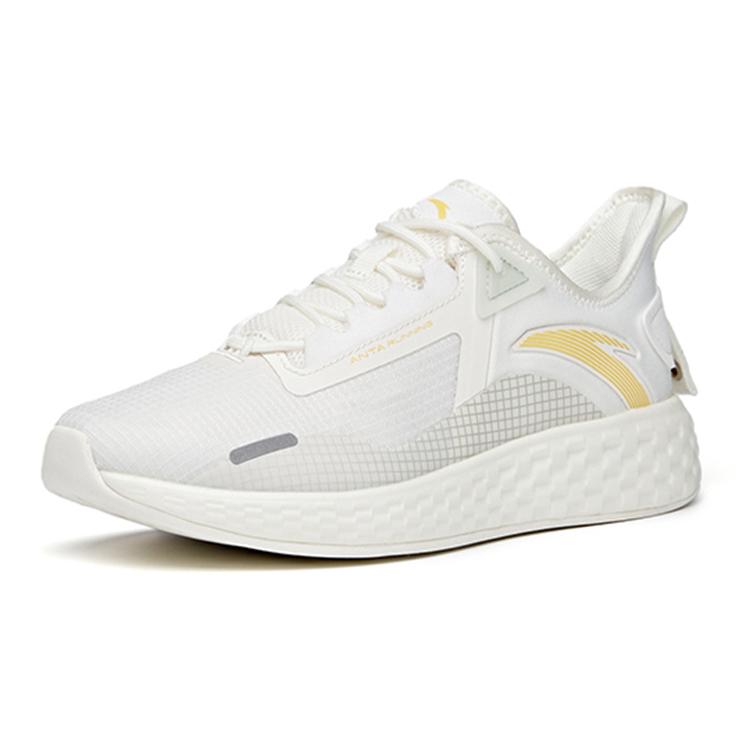 New Anta Running Collection Cushioning Anti Slip And Wear Resistant Low Top Running Shoes Women's White Yellow 922125523-2